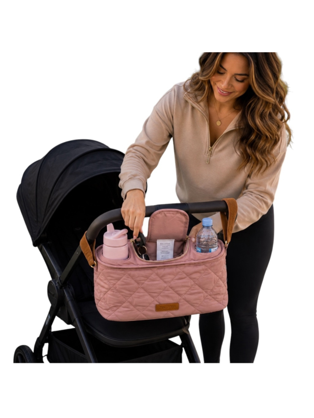 ZICOTO Stroller Organizer Quilted Dusty Pink Blush Baby Bag NWOT